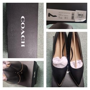 Coach Willa 45 Black heels with gold trim. Never been worn.